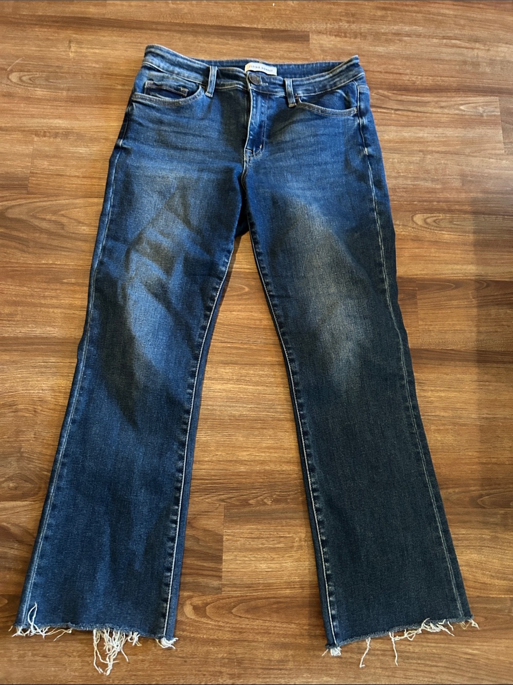 Flying Monkey Dark Blue Wide Leg Jeans with Raw Hem